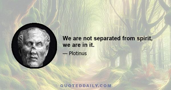 We are not separated from spirit, we are in it.