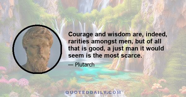 Courage and wisdom are, indeed, rarities amongst men, but of all that is good, a just man it would seem is the most scarce.