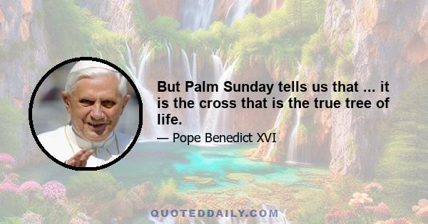 But Palm Sunday tells us that ... it is the cross that is the true tree of life.