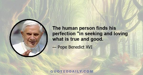 The human person finds his perfection in seeking and loving what is true and good.