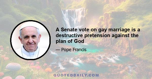 A Senate vote on gay marriage is a destructive pretension against the plan of God