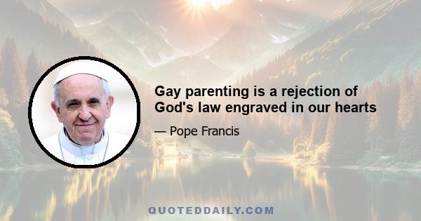 Gay parenting is a rejection of God's law engraved in our hearts