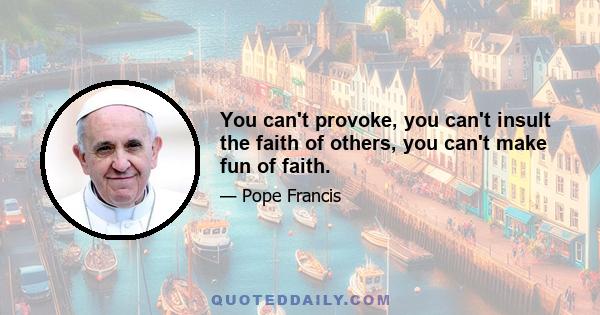 You can't provoke, you can't insult the faith of others, you can't make fun of faith.