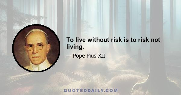 To live without risk is to risk not living.