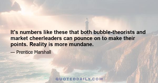 It's numbers like these that both bubble-theorists and market cheerleaders can pounce on to make their points. Reality is more mundane.