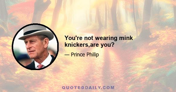 You're not wearing mink knickers,are you?