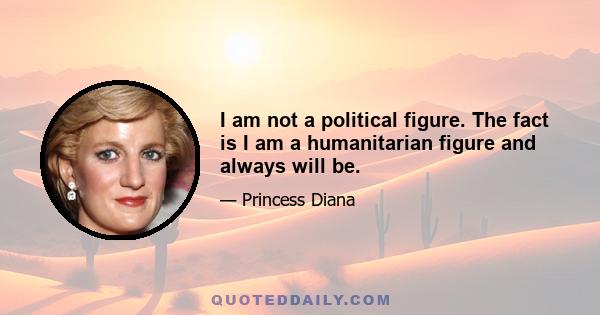 I am not a political figure. The fact is I am a humanitarian figure and always will be.