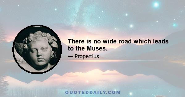 There is no wide road which leads to the Muses.