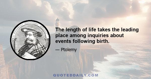 The length of life takes the leading place among inquiries about events following birth.