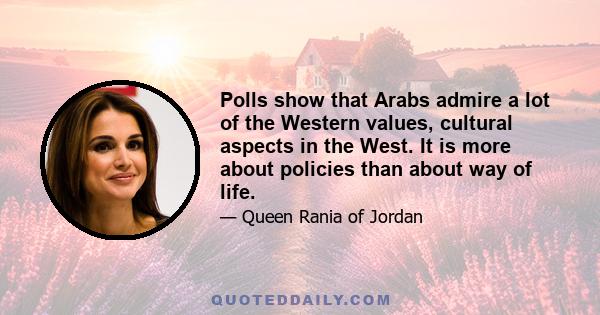 Polls show that Arabs admire a lot of the Western values, cultural aspects in the West. It is more about policies than about way of life.