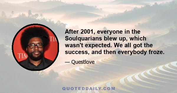 After 2001, everyone in the Soulquarians blew up, which wasn't expected. We all got the success, and then everybody froze.