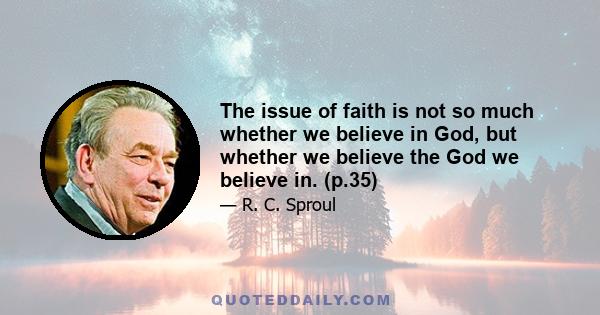 The issue of faith is not so much whether we believe in God, but whether we believe the God we believe in. (p.35)