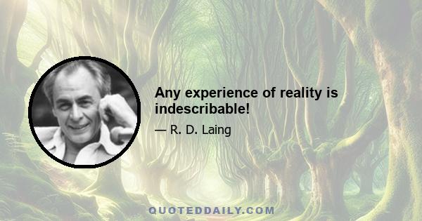 Any experience of reality is indescribable!