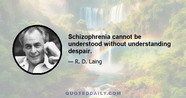 Schizophrenia cannot be understood without understanding despair.