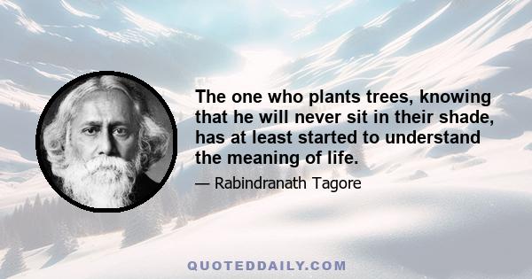 The one who plants trees, knowing that he will never sit in their shade, has at least started to understand the meaning of life.