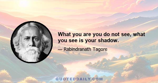 What you are you do not see, what you see is your shadow.