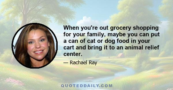 When you're out grocery shopping for your family, maybe you can put a can of cat or dog food in your cart and bring it to an animal relief center.