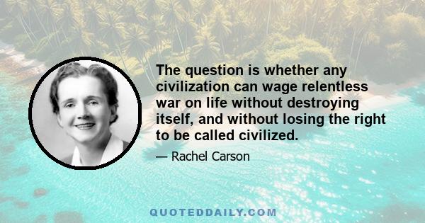 The question is whether any civilization can wage relentless war on life without destroying itself, and without losing the right to be called civilized.