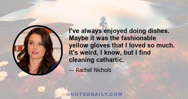 I've always enjoyed doing dishes. Maybe it was the fashionable yellow gloves that I loved so much. It's weird, I know, but I find cleaning cathartic.