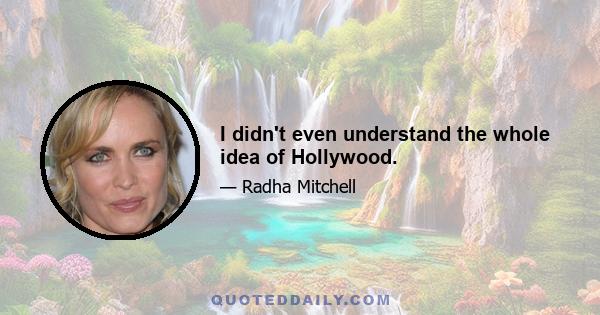 I didn't even understand the whole idea of Hollywood.