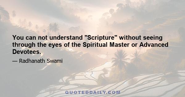 You can not understand Scripture without seeing through the eyes of the Spiritual Master or Advanced Devotees.