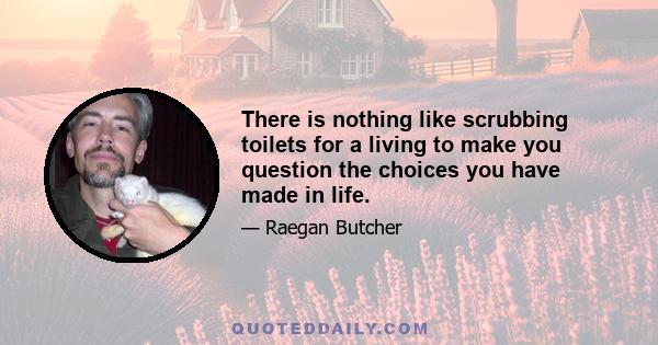 There is nothing like scrubbing toilets for a living to make you question the choices you have made in life.