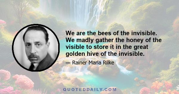 We are the bees of the invisible. We madly gather the honey of the visible to store it in the great golden hive of the invisible.