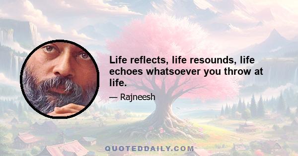 Life reflects, life resounds, life echoes whatsoever you throw at life.