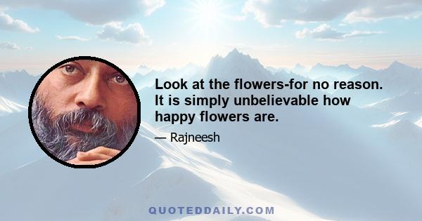 Look at the flowers-for no reason. It is simply unbelievable how happy flowers are.