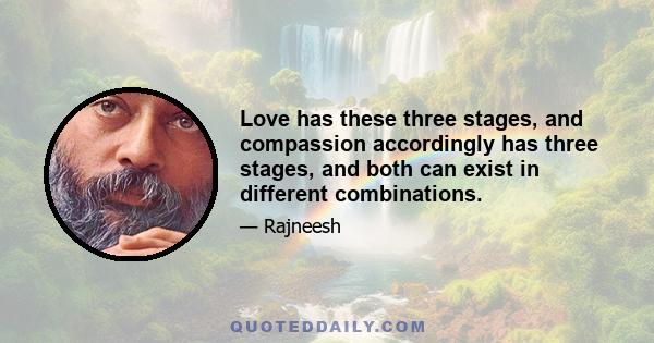 Love has these three stages, and compassion accordingly has three stages, and both can exist in different combinations.