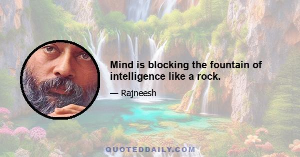 Mind is blocking the fountain of intelligence like a rock.