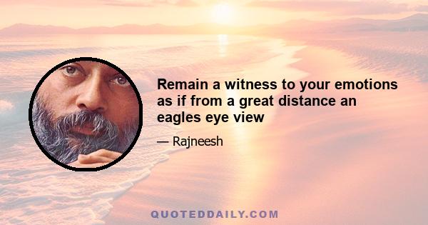 Remain a witness to your emotions as if from a great distance an eagles eye view