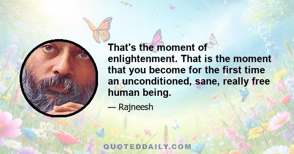 That's the moment of enlightenment. That is the moment that you become for the first time an unconditioned, sane, really free human being.