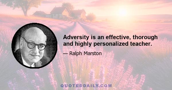 Adversity is an effective, thorough and highly personalized teacher.