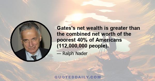 Gates's net wealth is greater than the combined net worth of the poorest 40% of Americans (112,000,000 people).