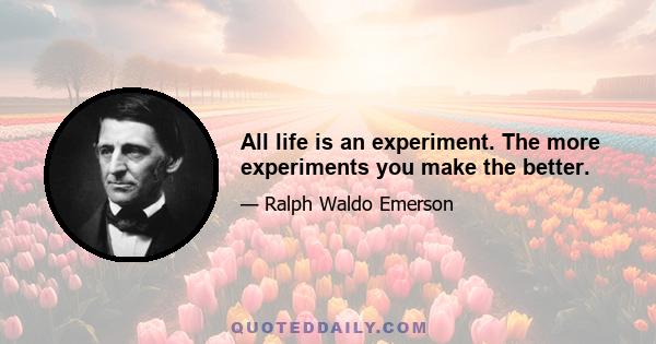 All life is an experiment. The more experiments you make the better.