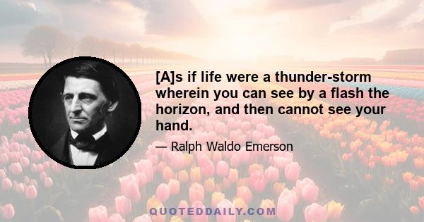 [A]s if life were a thunder-storm wherein you can see by a flash the horizon, and then cannot see your hand.