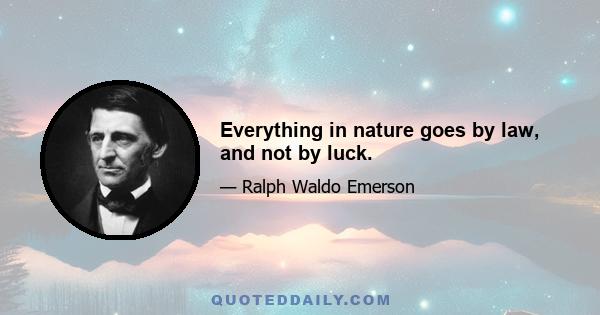 Everything in nature goes by law, and not by luck.