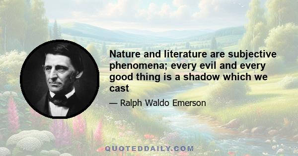 Nature and literature are subjective phenomena; every evil and every good thing is a shadow which we cast