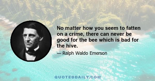 No matter how you seem to fatten on a crime, there can never be good for the bee which is bad for the hive.