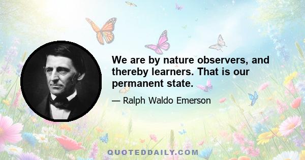 We are by nature observers, and thereby learners. That is our permanent state.