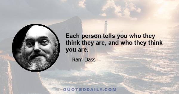 Each person tells you who they think they are, and who they think you are.