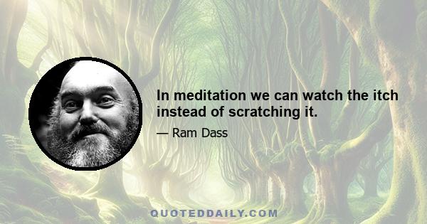 In meditation we can watch the itch instead of scratching it.