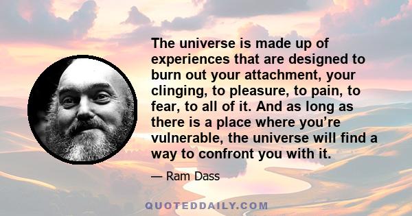 The universe is made up of experiences that are designed to burn out your attachment, your clinging, to pleasure, to pain, to fear, to all of it. And as long as there is a place where you’re vulnerable, the universe