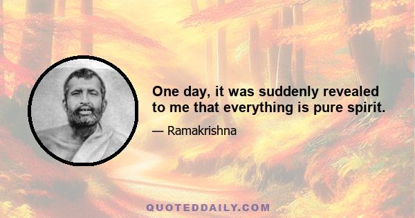 One day, it was suddenly revealed to me that everything is pure spirit.