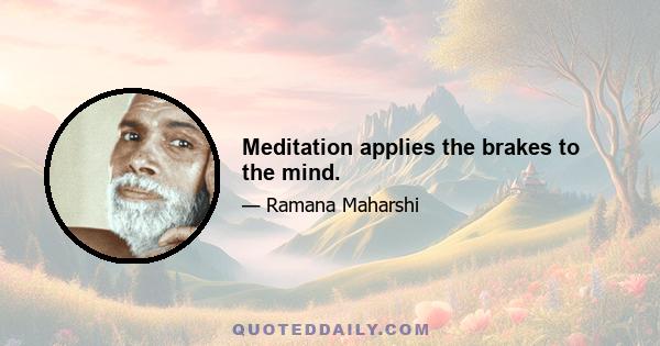 Meditation applies the brakes to the mind.