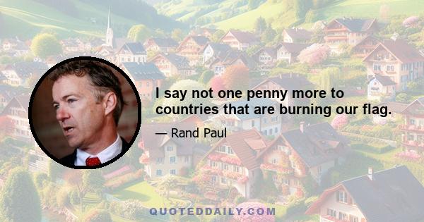 I say not one penny more to countries that are burning our flag.