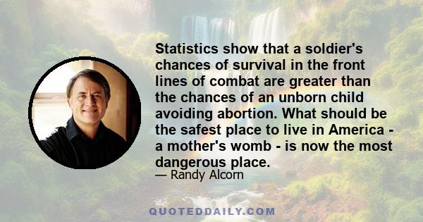 Statistics show that a soldier's chances of survival in the front lines of combat are greater than the chances of an unborn child avoiding abortion. What should be the safest place to live in America - a mother's womb - 