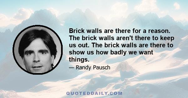 Brick walls are there for a reason. The brick walls aren't there to keep us out. The brick walls are there to show us how badly we want things.