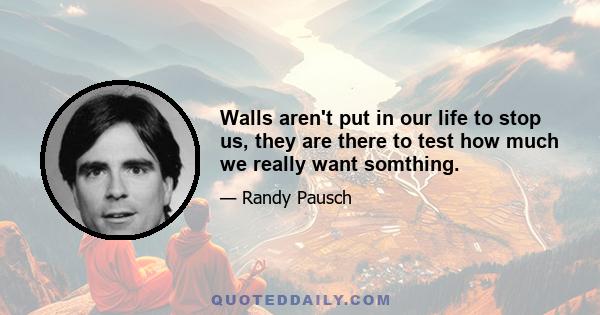 Walls aren't put in our life to stop us, they are there to test how much we really want somthing.